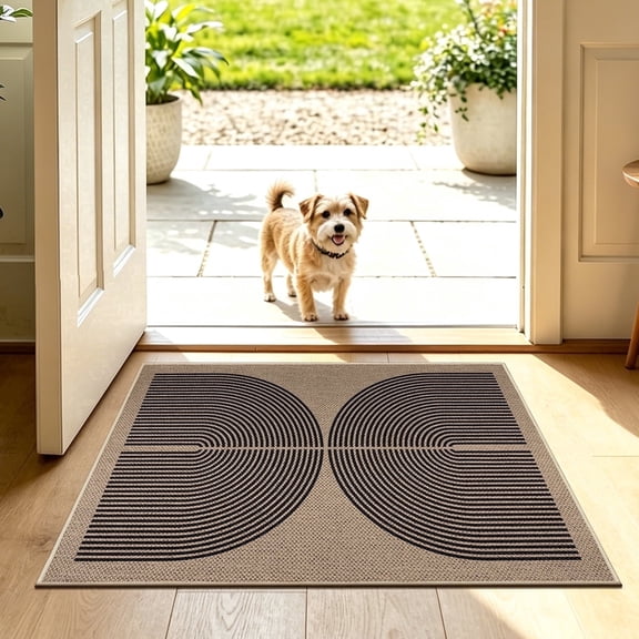ORGOWEL Front Door Mat 2x3ft Non-Slip Easy Jute Indoor Outdoor Entrance Doormat Washable Absorbent Low Profile Resist Dirt Inside Door Mats for Patio Porch Entryway,Black
