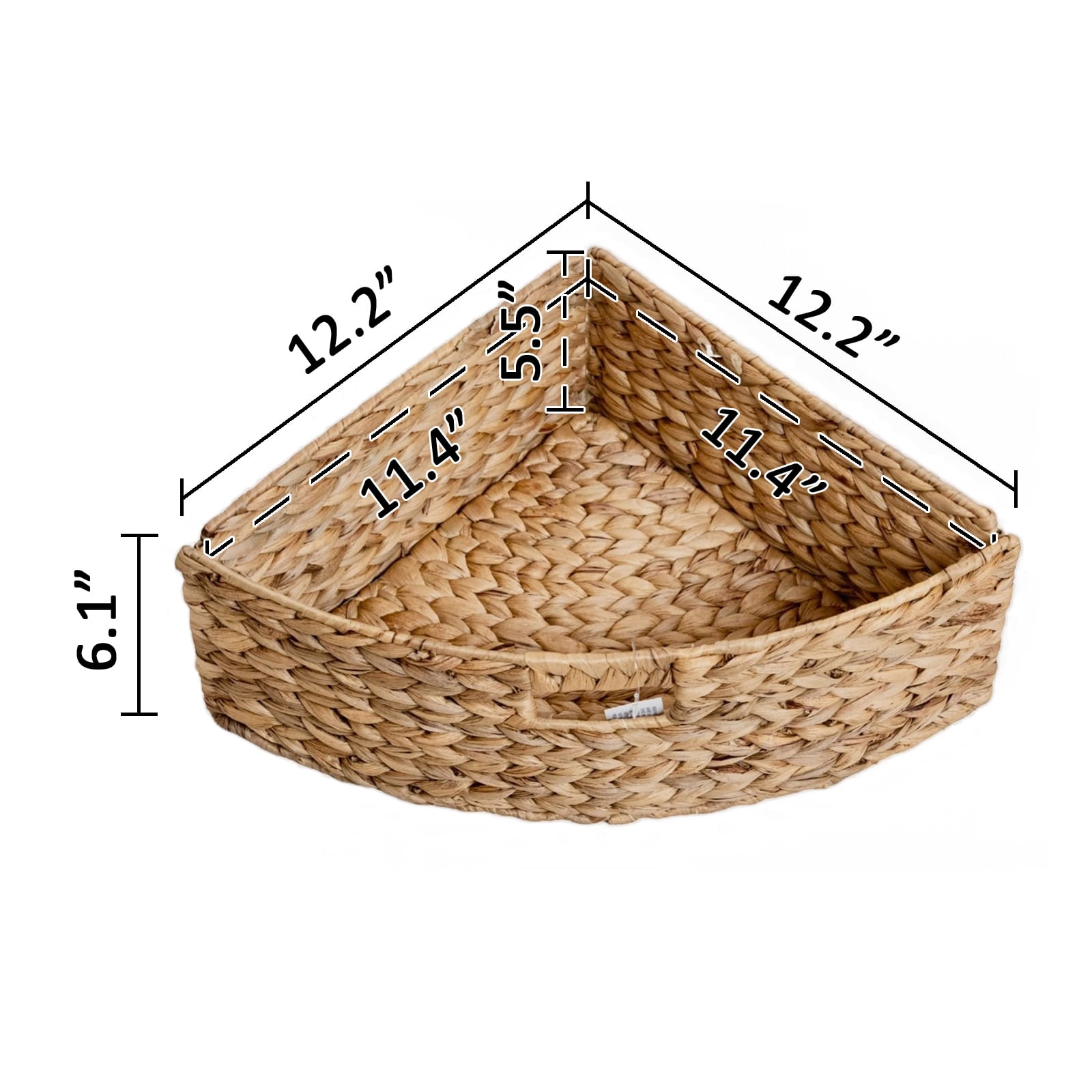 Hampton Meadows 3 Tier X-Side Corner Table Storage Cabinet with 3 Natural Water Hyacinth Wicker Baskets for Living Room, Black