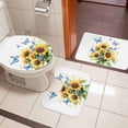 thumbnail image 5 of Summer Floral Bathroom Rugs Set Watercolor Blue Butterfly Rustic Farmhouse Sunflower Non Slip Absorbent Soft Bath Mats 3 Piece Set with Bathroom Rug, U-Shaped Floor Mat, Toilet Seat Cover Large Size, 5 of 9