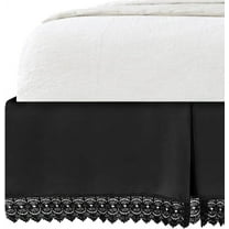 Mocassi Lace Bed Skirt 15inch Drop, 1500 Thread Count Quality, Sophisticated Design for a Vintage Look- Easy Care and Wrinkle Resistant, King, Black