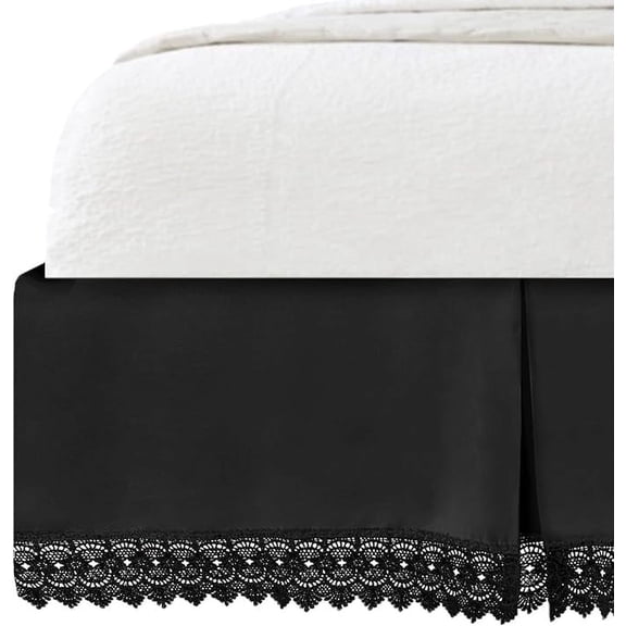 Elegant Comfort 1500 Series Narina Collection Lace Bed Skirt - 15-Inch Drop, Vintage Design