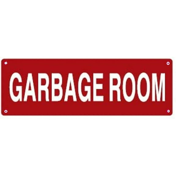 GARBAGE ROOM SIGN (4x12,RED,ALUMINUM) -ref19722