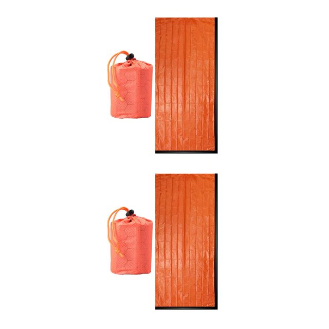 Youkk Sac de Couchage Extérieur Camping Randonnée Garde au Chaud Sac de Couchage Réfléchissant Pochette de Voyage Orange 2Set