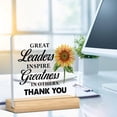 thumbnail image 6 of Leaders Gifts Thank You Gift for Boss Mentor Supervisor Leadership Clear Desk Decorative Sign Great Leaders Inspire Greatness In Others Acrylic Plaque With Wooden Stand 4x4 Inch Home Office Desk Decor, 6 of 7