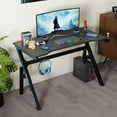 thumbnail image 2 of PayLessHere 47 Inch Gaming Desk PC Carbon Fiber Table with Cup Holder & Headphone Hook,Blue, 2 of 8