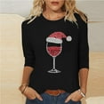 thumbnail image 2 of Christmas Shirts for Women Rhinestone Wine Glass Shirt Womens Tunic Tops 3/4 Sleeve Round Neck Casual T Shirt Holiday Party Outfits, 2 of 6