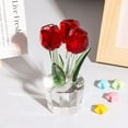 thumbnail image 4 of Qianwei Crystal Tulips Flowers Figurine Red with Vase - Glass Flower Bouquet Collectible Figurines Crystal Office Home Decor Paperweight - Tulip Gifts for Women Mom Bestfriend Wedding Anniversary, 4 of 12