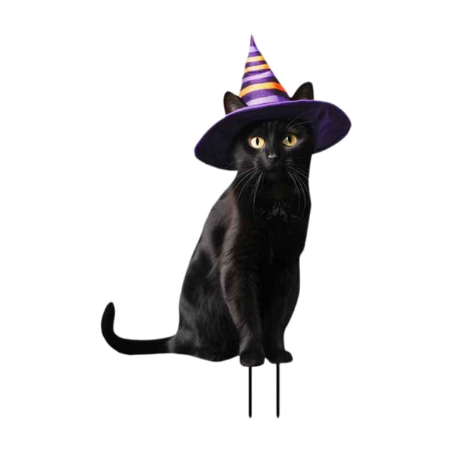 Estatua de gato para jardín, estaca de animal, decoración de Halloween, inserto de metal realista para el suelo de un gatito para el patio trasero de 183 x 28 cm
