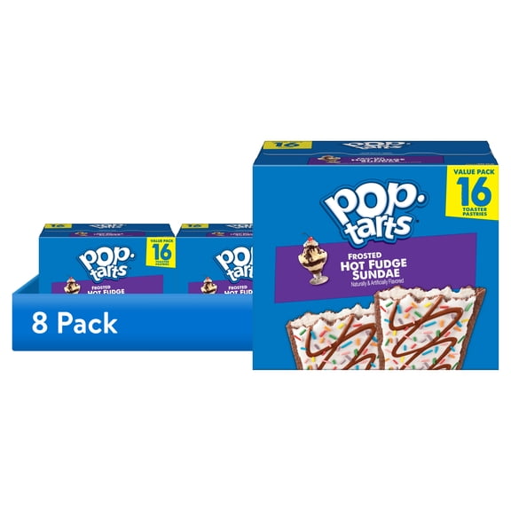 (8 pack) Pop-Tarts Frosted Hot Fudge Sundae Toaster Pastries, Breakfast Foods, Shelf-Stable, 27 oz (16 Count)