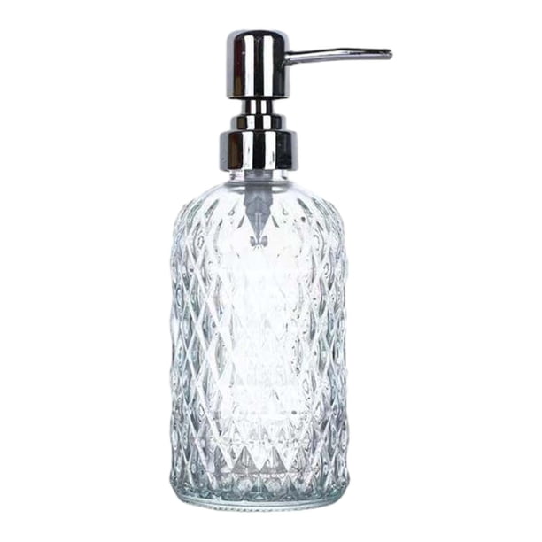 Dispensador de jabón de vidrio con bomba de acero inoxidable 304, botella de jabón de vidrio para cocina, para encimera