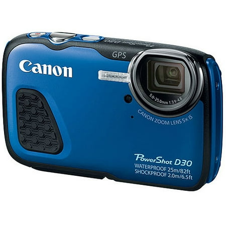 canon blue powershot d30 digital camera with 12 1 megapixels and 5x