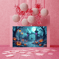 thumbnail image 2 of Halloween Theme Decorative Banner Spooky Atmosphere Jack o Lanterns Gate Design for Outdoor Decorating Holiday Party Night, 2 of 5