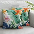 thumbnail image 3 of GOSMITH  Plant Throw Pillow Cushion Cover, Bird of Paradise Palm Leaf and Assorted Exotic Flowers Watercolor, Decorative Square Accent Pillow Case White, 3 of 5