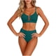 thumbnail image 2 of Trajes de baño para mujer, traje de baño de bikini de tirantes sin espalda de color liso para mujer, conjunto de bikini con bloques de color y hombros descubiertos, trajes de baño para mujer, trajes d, 2 of 6