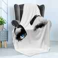 thumbnail image 4 of Eye Soft Flannel Fleece Throw Blanket, Flirty Woman Eyes and Thick Lashes Beauty Glamor Youth, Cozy Plush for Indoor and Outdoor Use, 50" x 60", Blue Black Pale Grey, by Ambesonne, 4 of 5