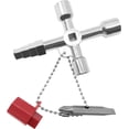 thumbnail image 1 of Llave de radiador, llave de servicios públicos universal 4 en 1 Llave cruzada de 4 vías con broca Aleación de zinc Llave de medidor de agua multifuncional antioxidante duradera, 1 of 5