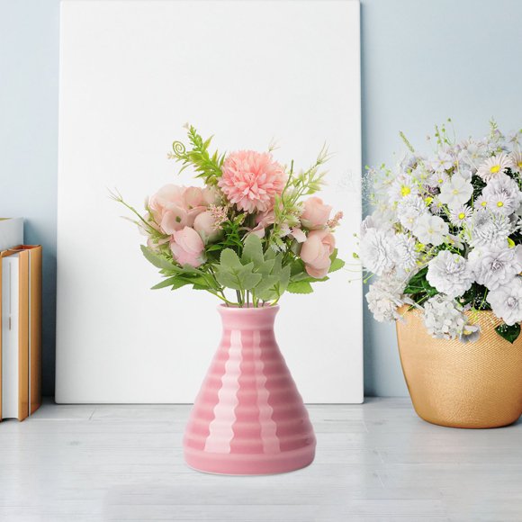 OULII Artificial Sunflowers Bouquet Pink Plastic Decor Flowers for Home and Party 1Pack