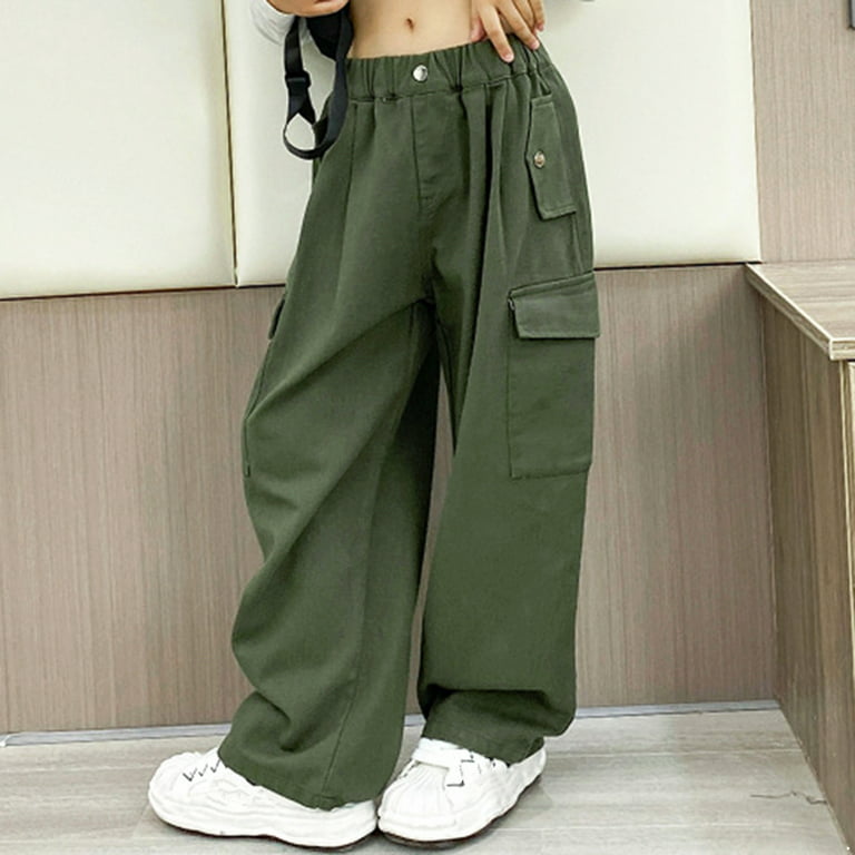 Jogger Loose Trousers 10 Pants Girls Dancewear Jazz Sweatpants Cargo Hop YONGHS Hip Casual Green Street Kids