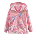thumbnail image 4 of Besly Kids Girls Rain Jacket Fleece Lined Windbreaker Jacket Fashion Prints Hoodie for Fall Winter, 4 of 8