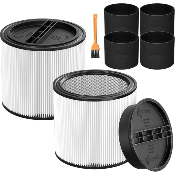 90304 Replacement Filter Kit Compatible with Shop Vac Cartridge Filter 90350 90304 90333 90585, Fits Most 5 Gallon and above Wet Dry Vacuum Cleaner (2 2 4 1)