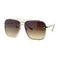 thumbnail image 3 of Mens Luxury Rimless Euro Style Mafia Metal Rim Rectangle Sunglasses Gold - Brown, 3 of 4