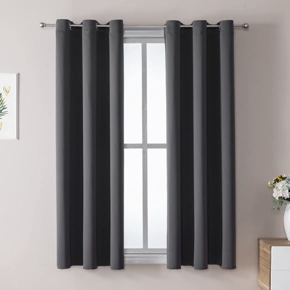 Cortinas opacas ChrisDowa con ojales térmicos, gris oscuro, 38 x 45 cm