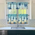 thumbnail image 3 of Kitchen Curtains 24 Inch Short - 3 Panel Set, Hawaiian Sea Turtle Ocean Design, Tropical Underwater Marine Life Print, Rod Pocket Window Curtain, Easy Wash, 3 of 6