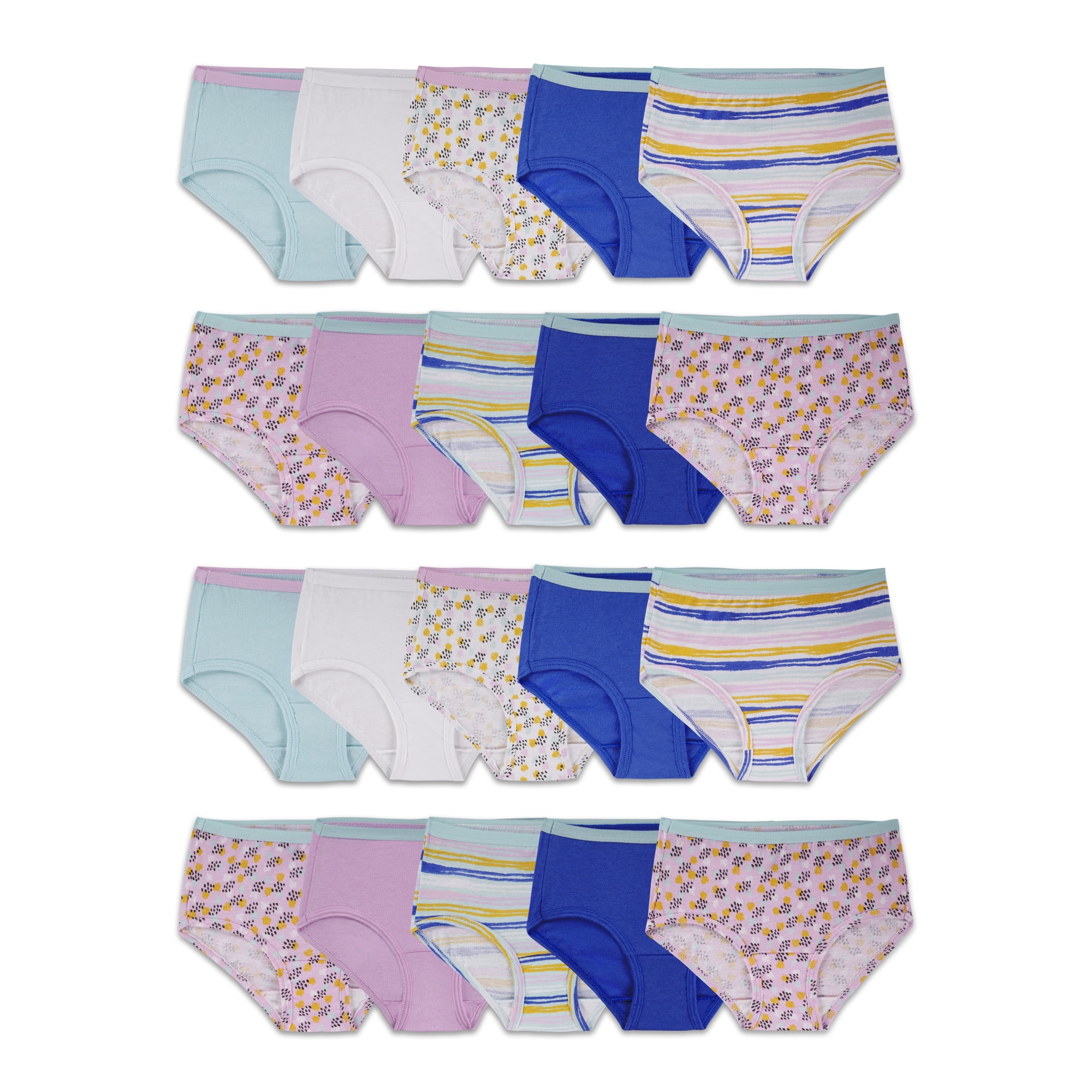 Fruit of the Loom Girls' Cotton Brief Underwear, 20 Pack, Sizes 4-14