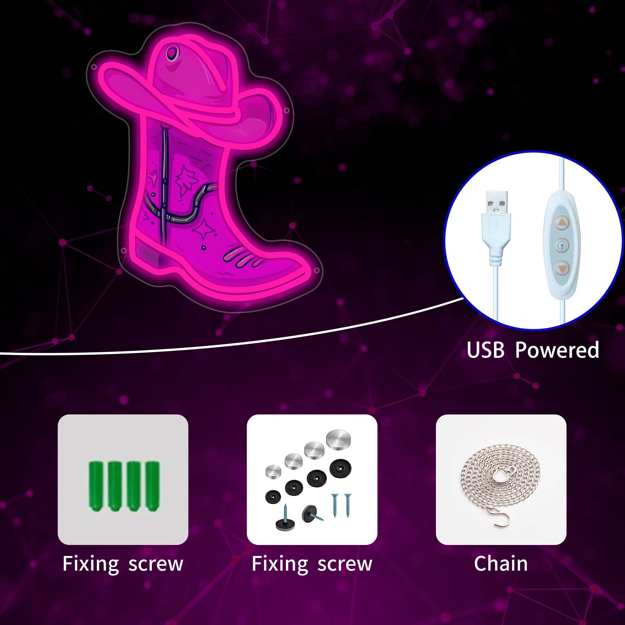 Cowboy Boot with Hat Neon Signs for Wall Decor, Pink Cowgirl Boot Led Sign, Pink Neon Light Sign for Game Room Bedroom Party Bar Decor Birthday Christmas, Neon Gift for Girls