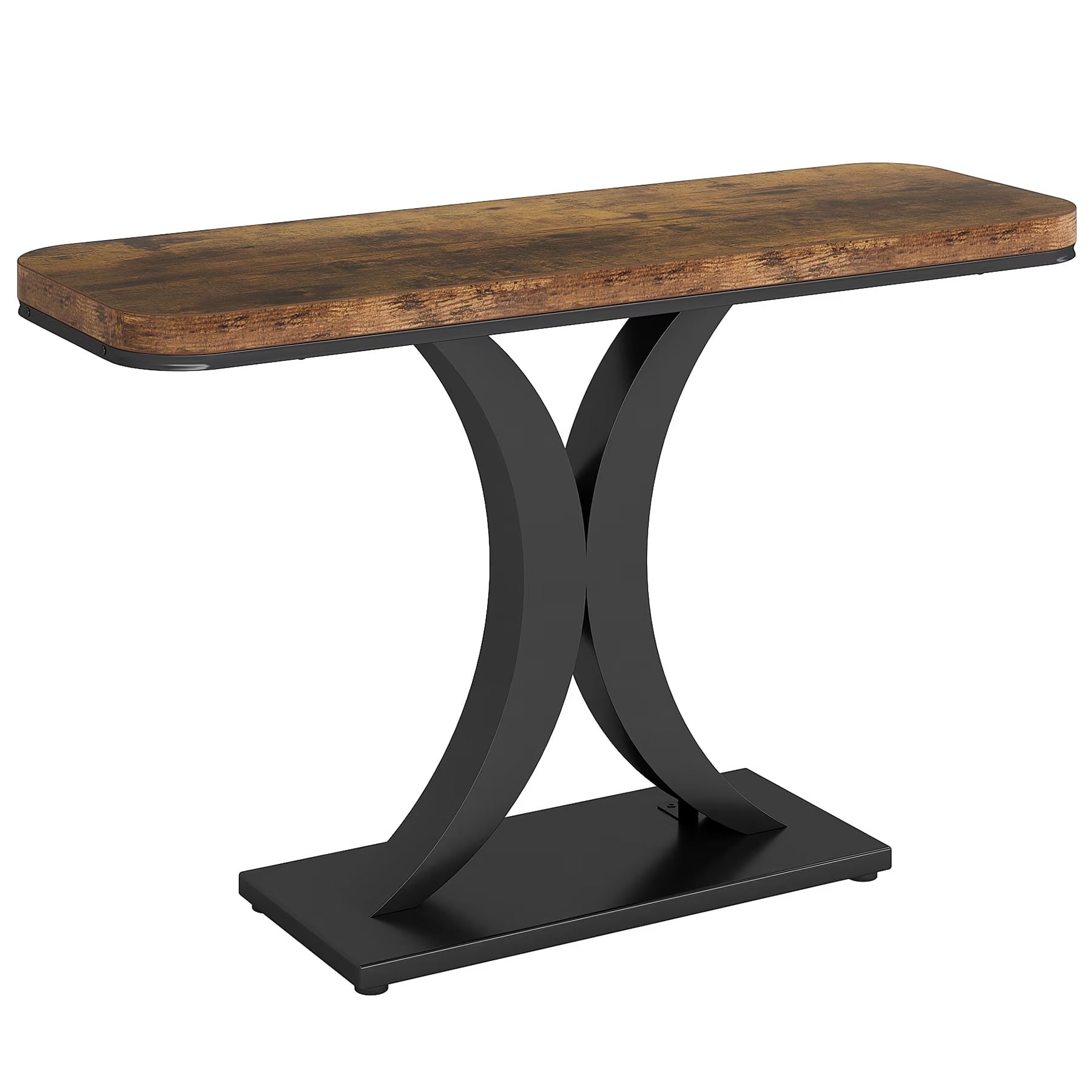 MAYEERTY 39.4" Industrial Console Table, Wood Entryway Sofa Table for Living Room, Hallway, Foyer, Rustic Brown