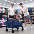 thumbnail image 4 of SHOUFTW Foldable Wagon Cart with Wheels, Portable Utility Carts with Long Flexible Handle, 330 lbs Weight Capacity for Sports, Shopping, Garden & Camping Blue, 4 of 7