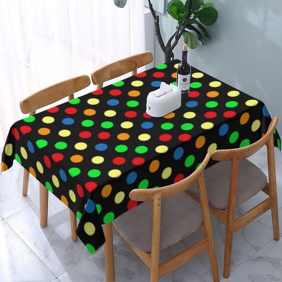 Rectangle Tablecloth Polka Dot Prints Oblong Table Cover Washable Table Cloths for Kitchen Dinning Party Tabletop Modern Decoration 60 x 84inch