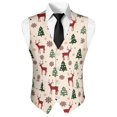 thumbnail image 5 of Yuyamidu Reindeer Mens Vest Formal Waistcoat with Pocket Xmas Tree V-Neck Suit Vests for Wedding Prom Party Christmas Casual Tuxedo Wear Size 2XL, 5 of 7