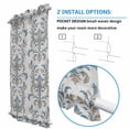 thumbnail image 3 of Blue Tan Flower Door Curtains for Door Window, French Sidelight Front Back Door Curtains With Tieback, Abstract Vintage Ethnic Tribal Boho Kitchen Rod Pocket Drapes Panel, 25"x72", 3 of 5