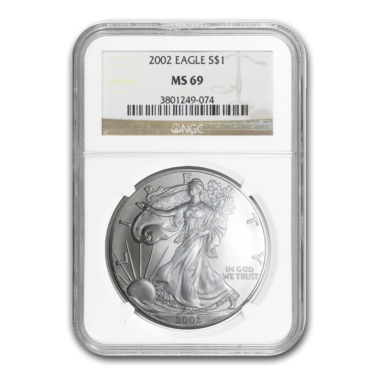 PCGS MS 69 * 2002 American Silver Eagle 1 oz Coin 