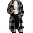 thumbnail image 7 of Mifsaly Womens Fuzzy Fleece Long Jacket Plaid Hooded Flannel Shacket Button Down Fall Winter Warm Daily Going Out Vacation Outfits with Pockets, 7 of 7