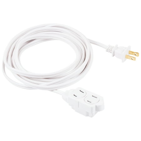 GE 3-Outlet 12ft. Indoor Extension Cord, Safety Outlet Covers, White,
