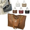 thumbnail image 1 of Bolso de hombro de mujer - Tote de gran capacidad con textura avanzada, poliuretano, 10,63x8,46x3,74 pulgadas - Marrón, blanco, caqui, rojo, 1 of 9