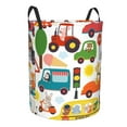 thumbnail image 2 of Balery Transports with Animals Round Laundry Basket with Handles Waterproof Freestanding Laundry Hamper for Clothes Toys in the Dorm and Family-Small, 2 of 8