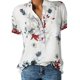 thumbnail image 1 of Camisa de mujer Jumpingount manga corta cuello en V botones estampados Blanco M AP002115-02, 1 of 5