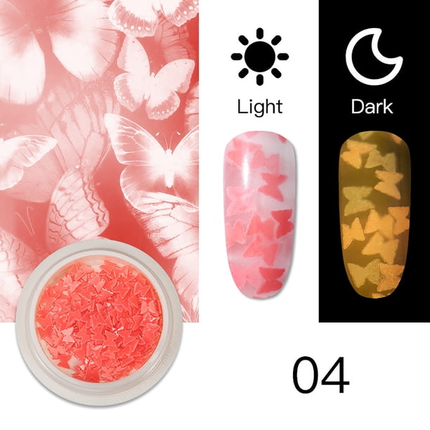 Accesorios de manicura Xihbxyly Parche de uñas con lentejuelas luminosas fluorescentes japonesas
