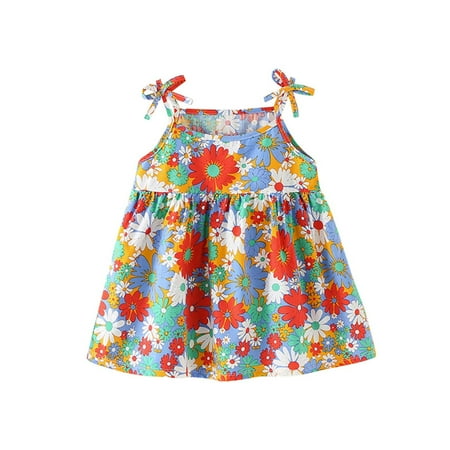 

TAGOLD Summer Toddler Baby Girls Sleeveless Sling Dress Graphic Print Children s Clothing Red 2-3 Years