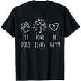 thumbnail image 2 of 100% Cotton Vintage Retro Pet Dogs Love Jesus Be Happy Funny T-Shirt, 2 of 5