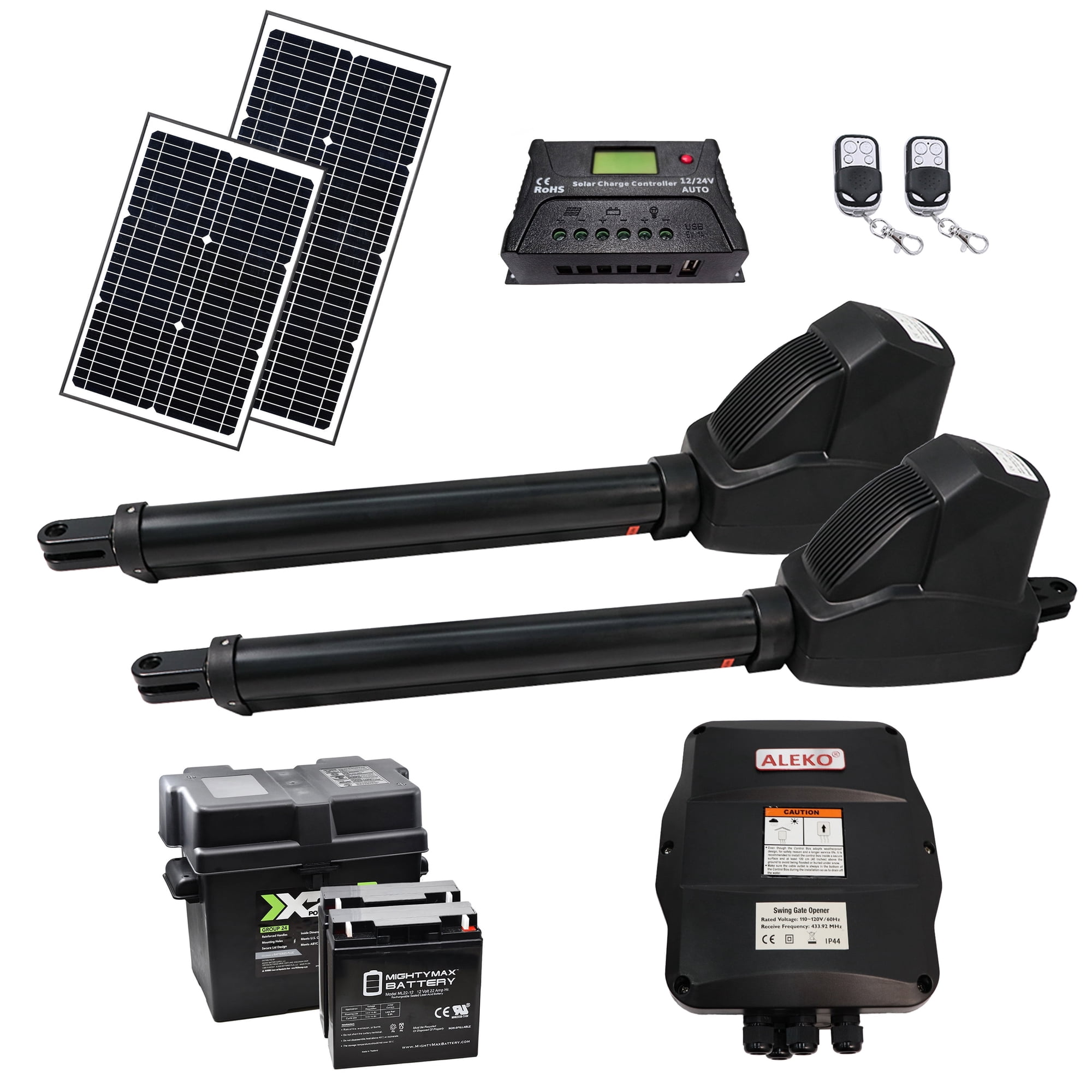 ALEKO Solar Powered Kit Swing Gate Operator for Dual Gates up to 1760 lb