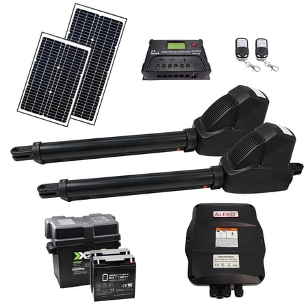 ALEKO Solar Powered Kit Swing Gate Operator for Dual Gates up to 1760 lb