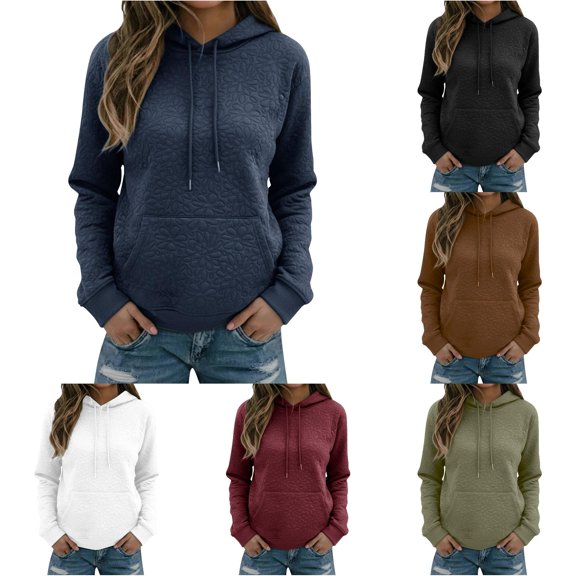 NinXxx Women's Autumn Full Print Jacquard Hooded Sweatshirt Navy XL