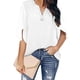 thumbnail image 1 of Tops de verano para mujer, cuello en V, media manga, exquisito color puro, elegante, blusa informal para mujer, para fiesta, oficina, salida, blanco S, 1 of 5