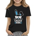 thumbnail image 2 of CPNG Boys and Girls Funny Easter T Shirt Cute Bunny Soft T-Shirt Comfortable and Stylish Crewneck Short Sleeve T-Shirt(Black,12-13 Years), 2 of 8