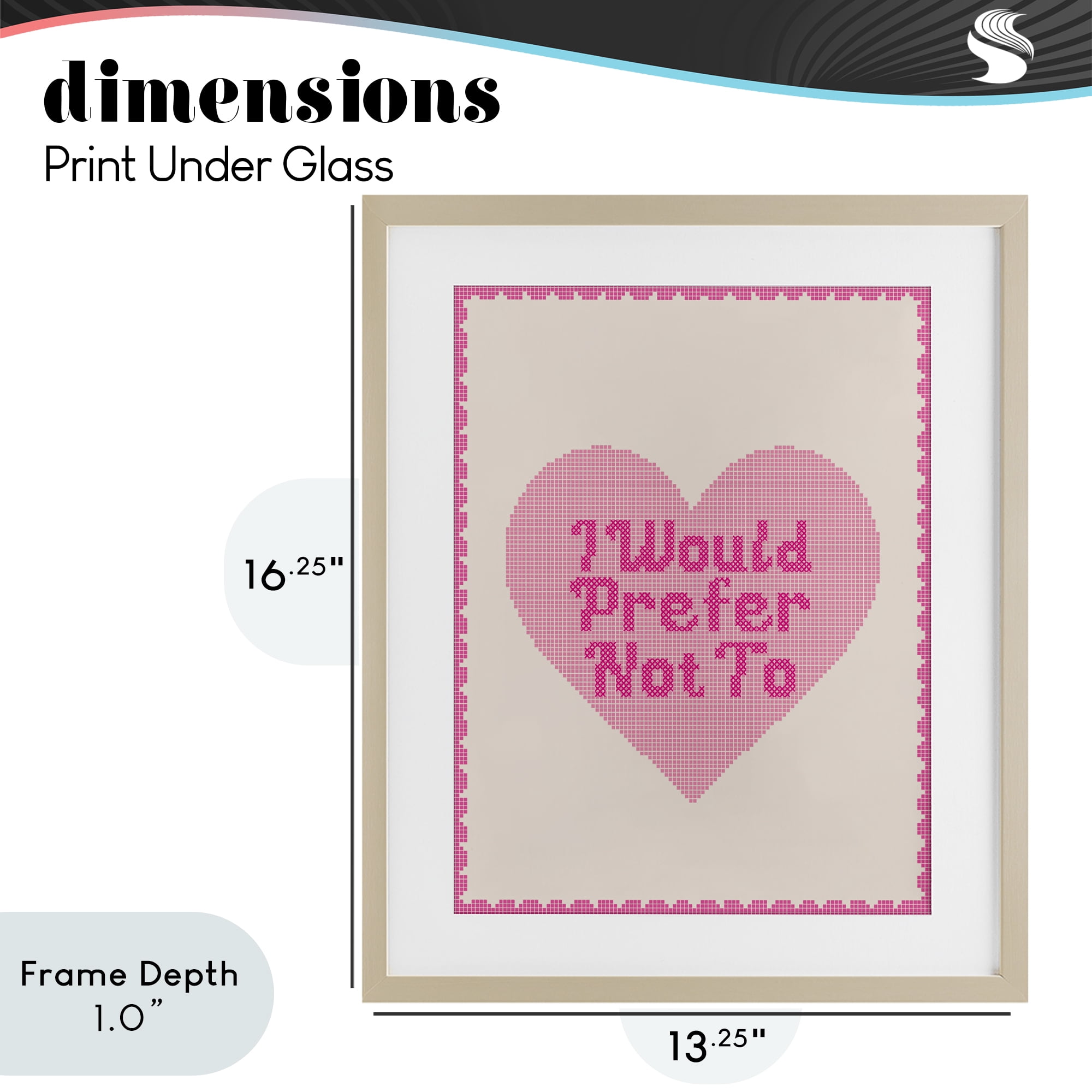 Stupell Industries I Would Prefer Not To Pink Heart Birch Framed Print Under Glass, design by Lil' Rue