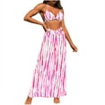 thumbnail image 3 of lcziwo Daily Sales of The Day Women's 2025 Bikini Swimsuit Summer 3 Piece Halter Neck Triangle Bras Long Pants and Bottom Shorts Bathing Suit Fashion Tie Dye Prints Swimwear Pink XL, 3 of 6